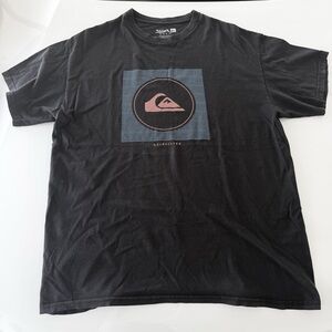 Quiksilver Black and Blue Cotton Logo Tee